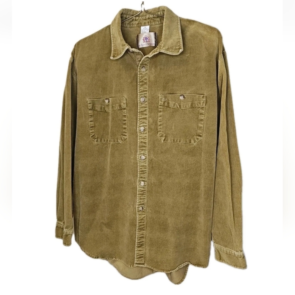 Territory Ahead Corduroy Shirt Jacket Green Textured Chore Barm Shacket Men XL